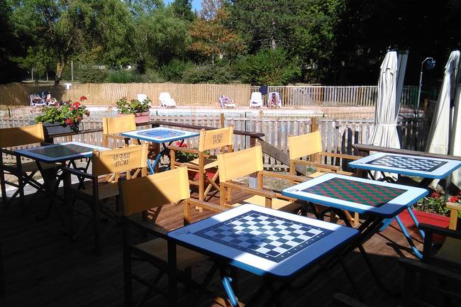 We have free play tables on the terrace.