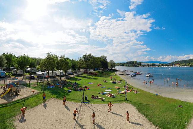 Amazing panoramic view of the beach and the lake