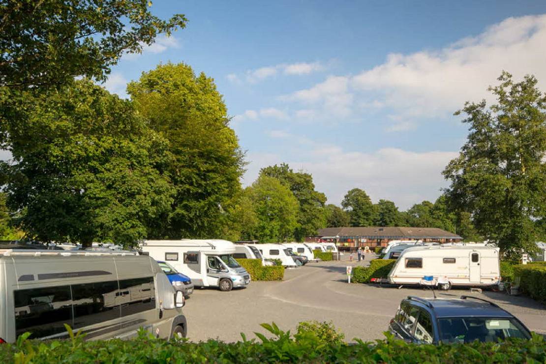 How far from the river is Rowntree Park Caravan Club Site?