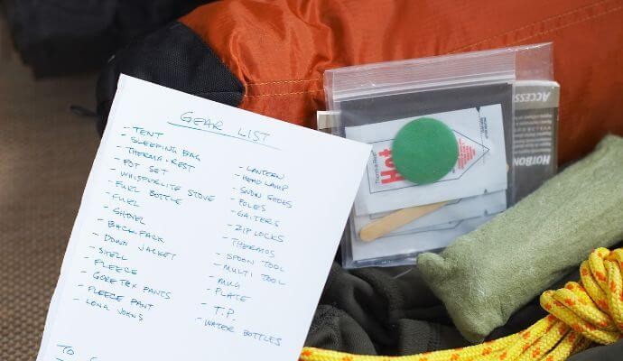 packing list for your camping holiday