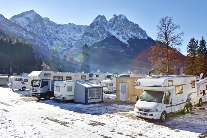 Camping Resort Zugspitze in Bayern, Camping im Winter, Wintercamping