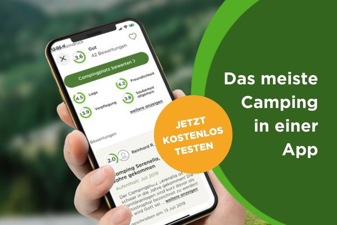 More than 23.000 campsites on your mobile phone, camping.info App, camping app